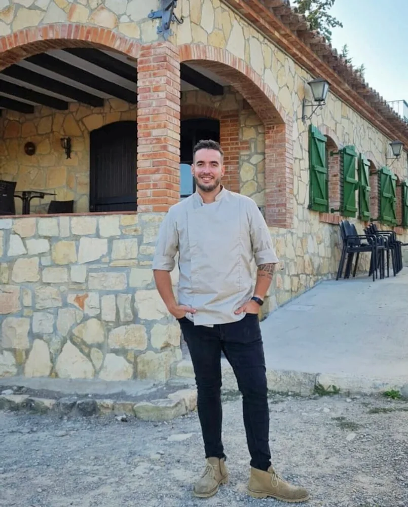 Chef Adrià Fernàndez outside Mas Pla