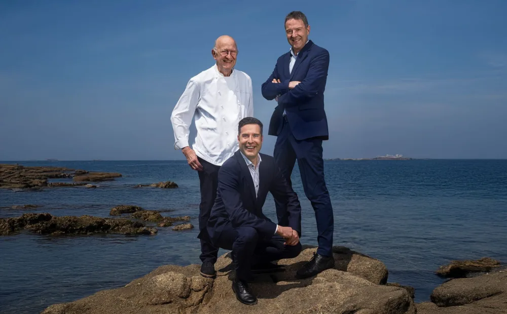 Chef Jaume Subirós with the Hotel Almadraba team on the coast
