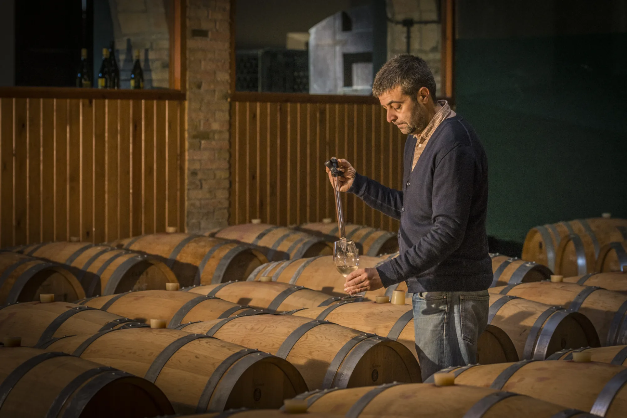Working among the barrels in the Pardas ageing room