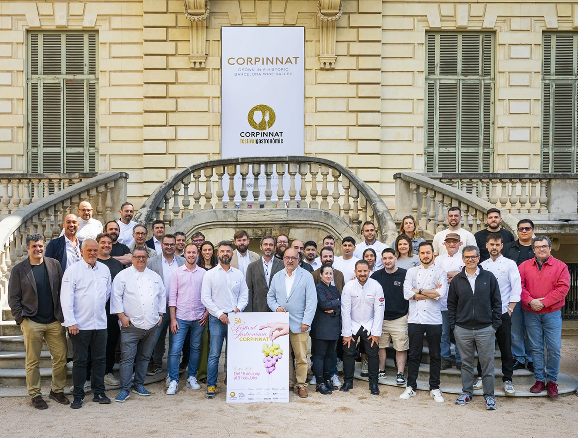 Chefs y bodegas participantes en la presentación del 5º Festival Gastronómico Corpinnat