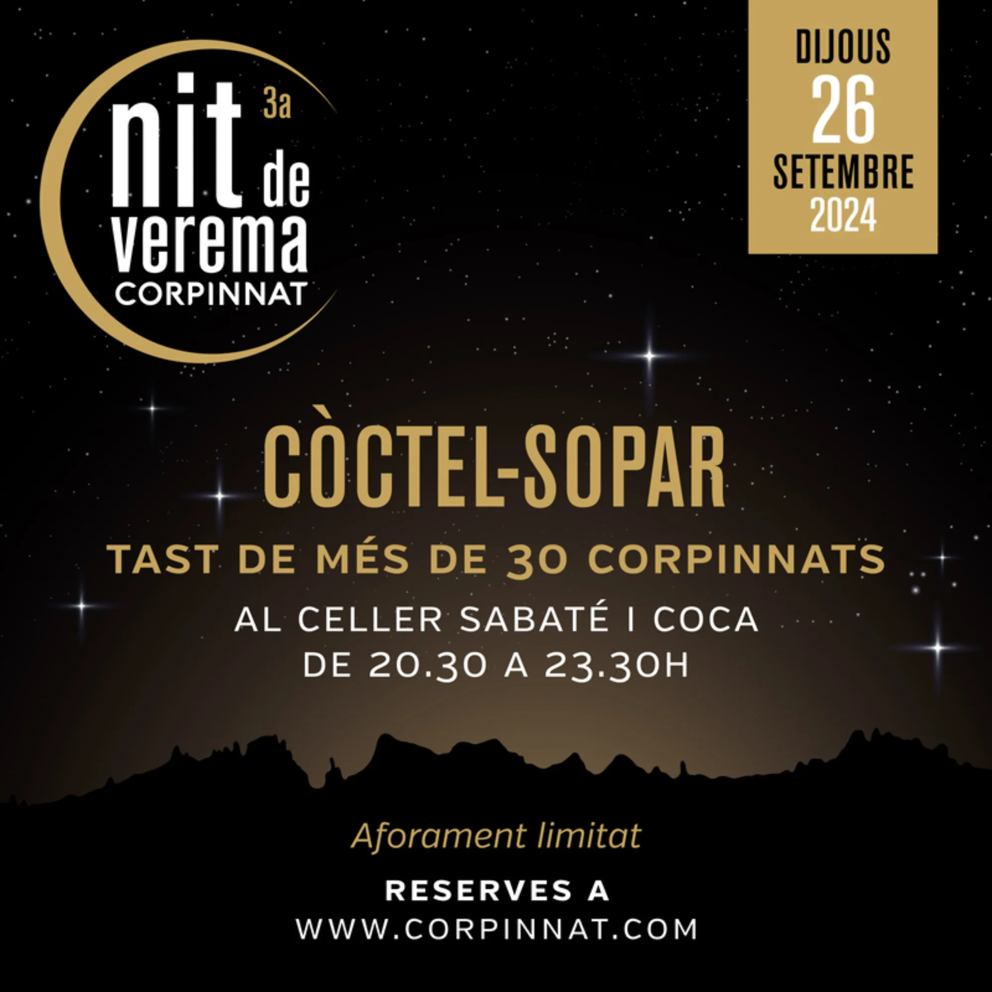 Cartell de la tercera Nit de Verema Corpinnat al celler Sabaté i Coca