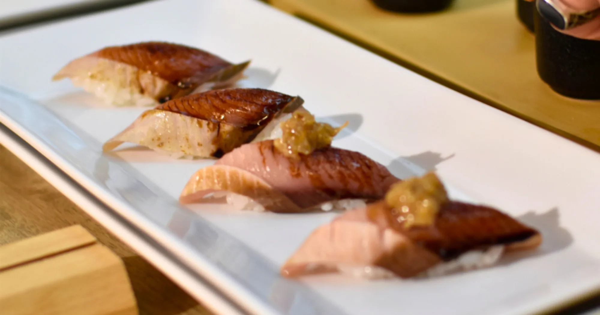 Nigiris servidos en una cena del Festival Gastronómico Corpinnat