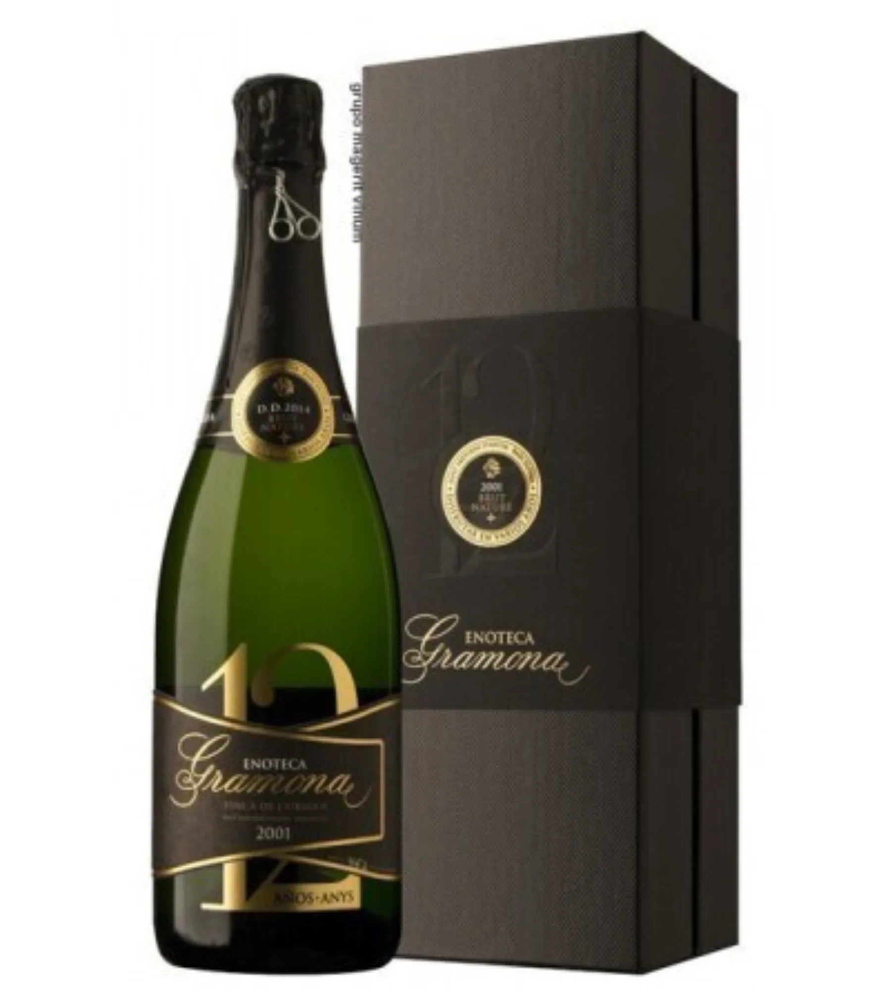 Botella y estuche de espumoso Gramona