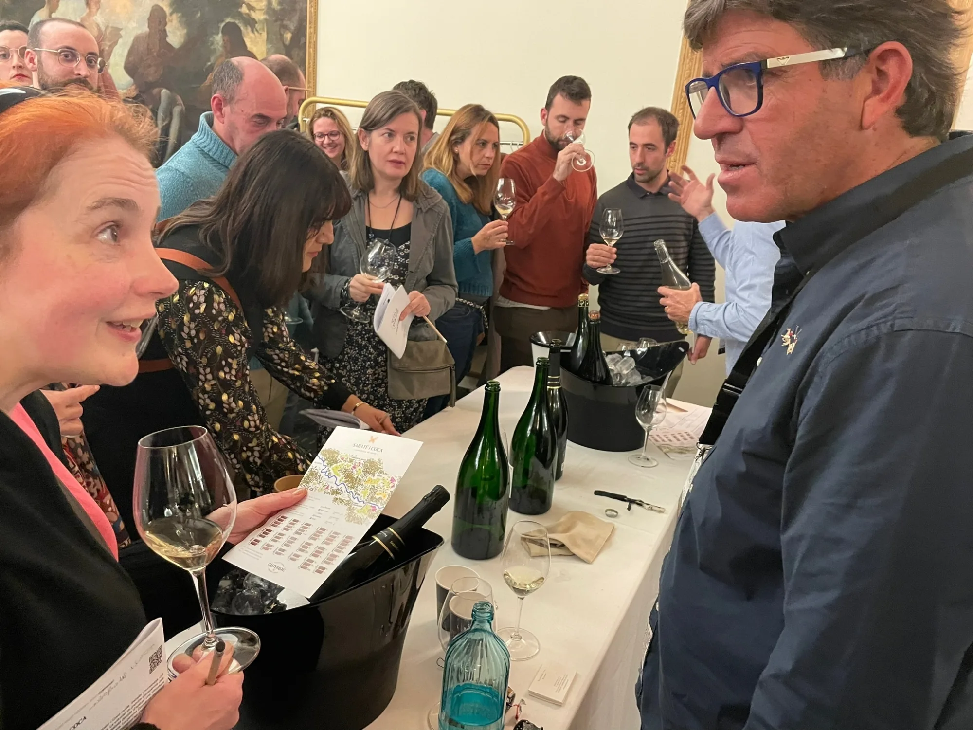 Visitors tasting base wines at the first Corpinnat Base Wine Tasting