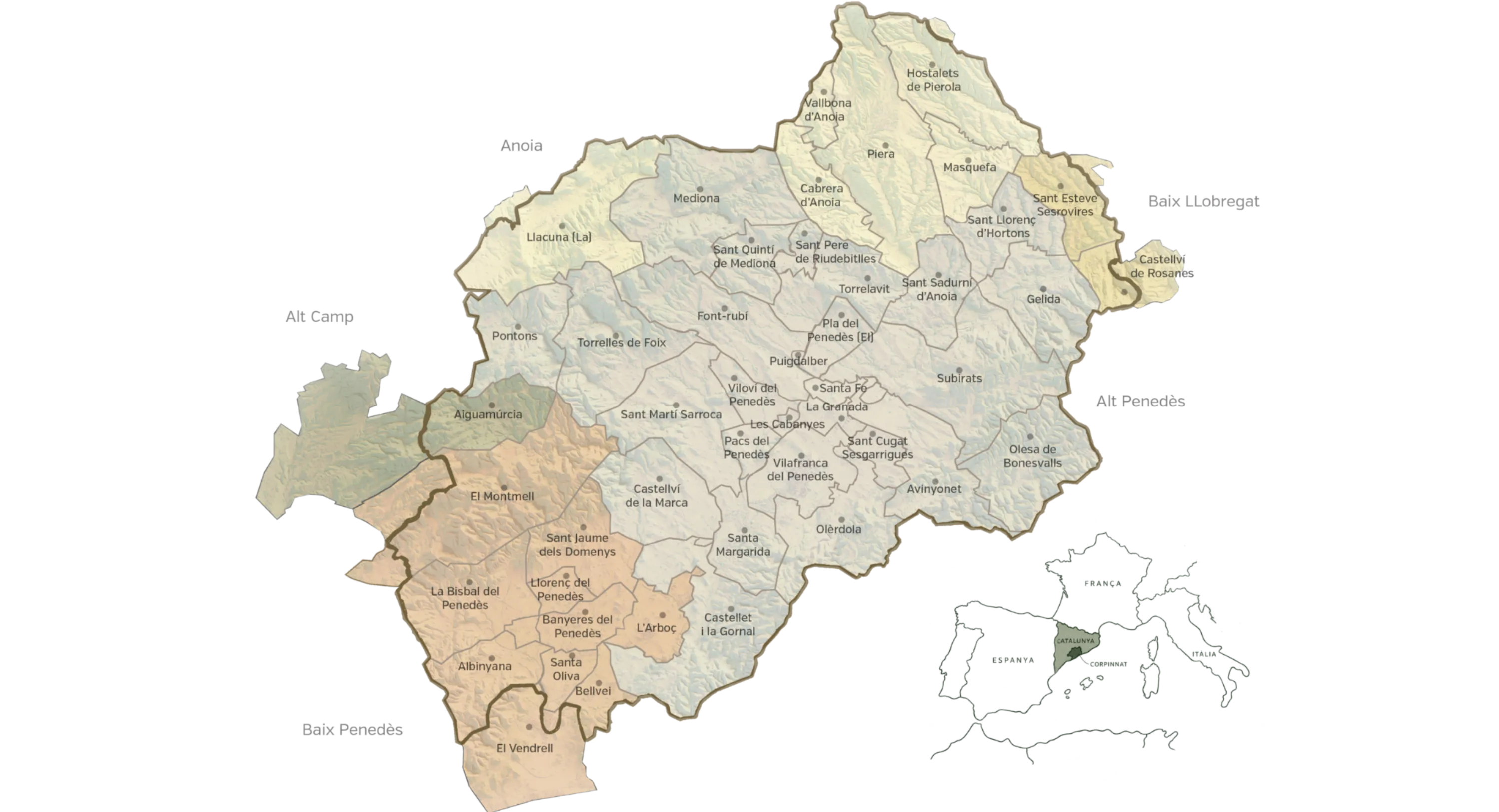 Mapa de los municipios del territorio Corpinnat