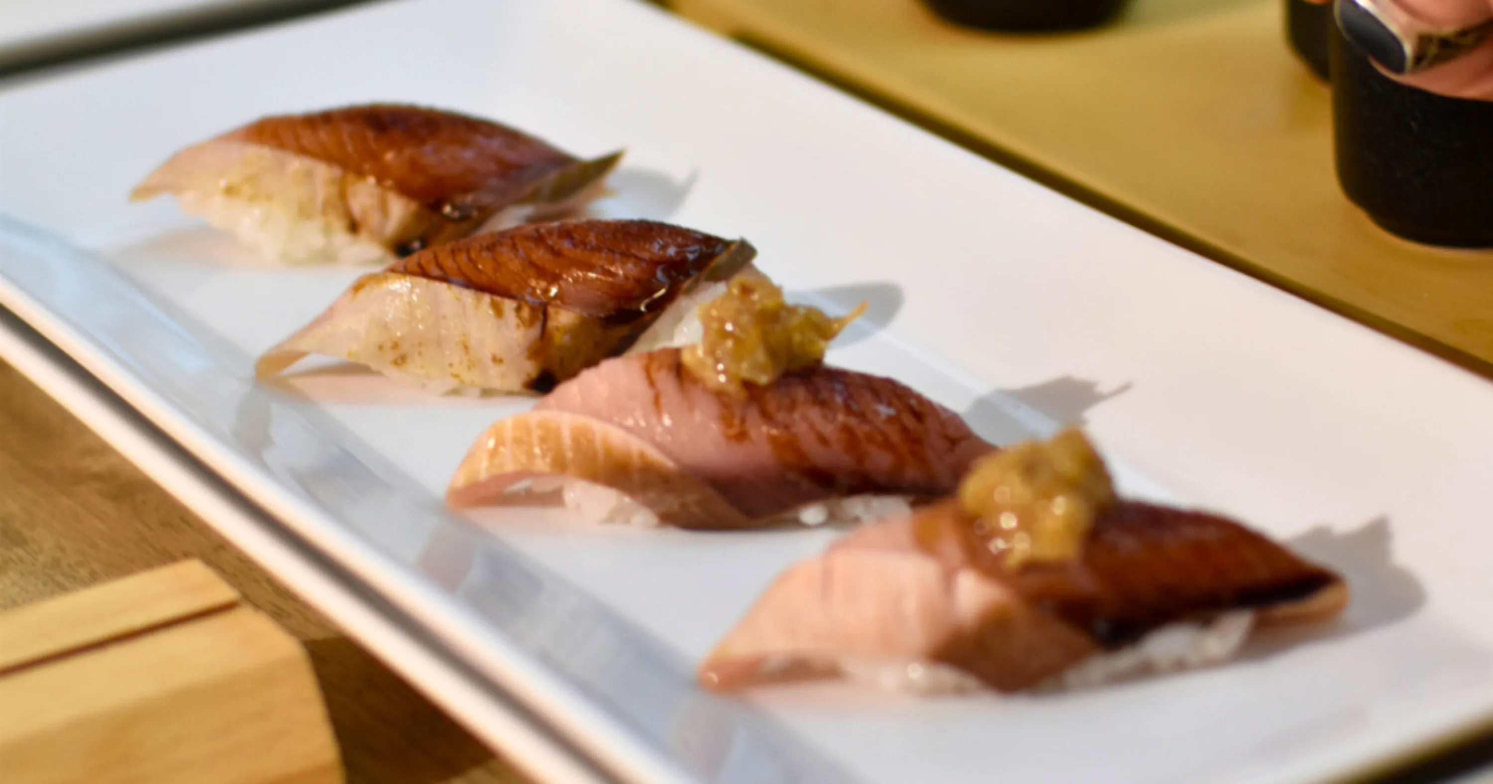 Nigiris servidos en una cena del Festival Gastronómico Corpinnat